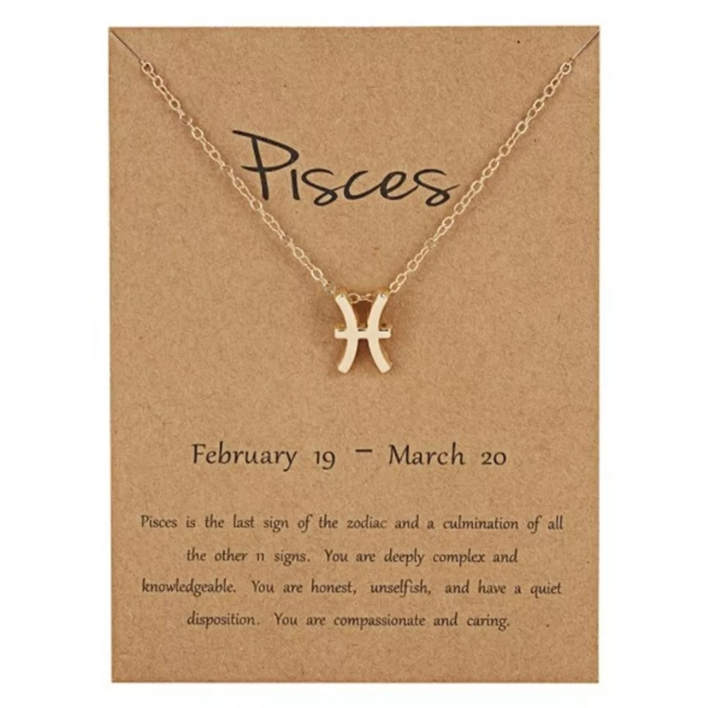 Pisces Zodiac Gold Tone Chain Link Necklace